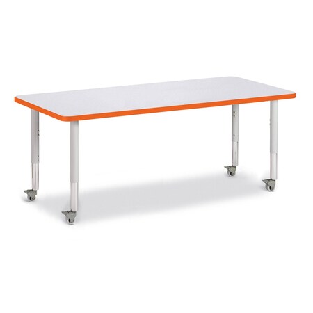 Jonti-Craft Berries Rectangle Activity Table, 30 in. x 72 in., Mobile, Freckled Gray/Orange/Gray 6413JCM114